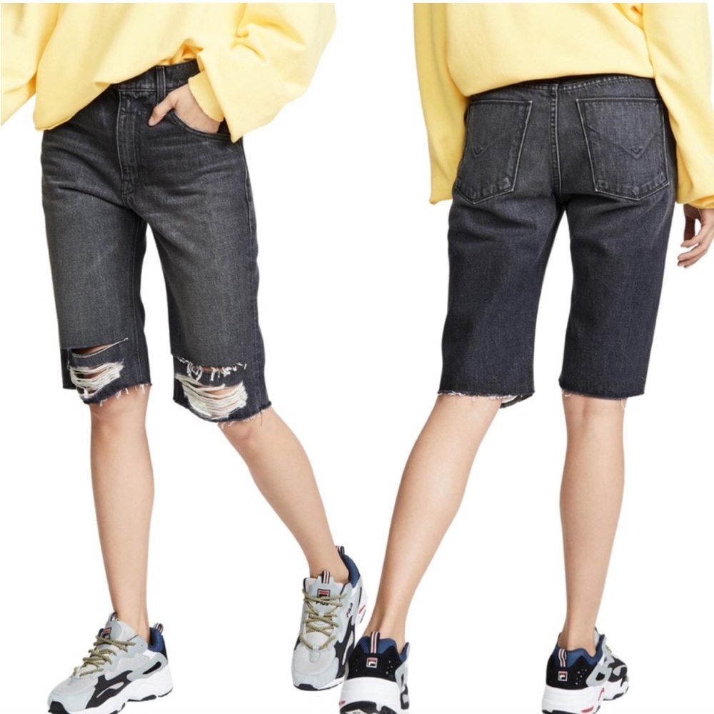 NEW Hudson Sloane Denim Shorts Black Worn Scheme - 24